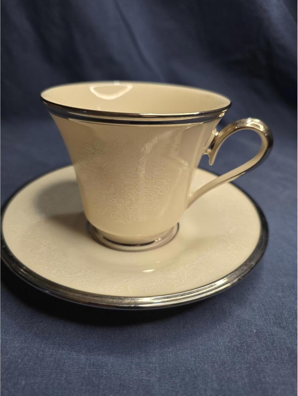 Lenox Moonspun Fine China Tea Cup and Saucer Set